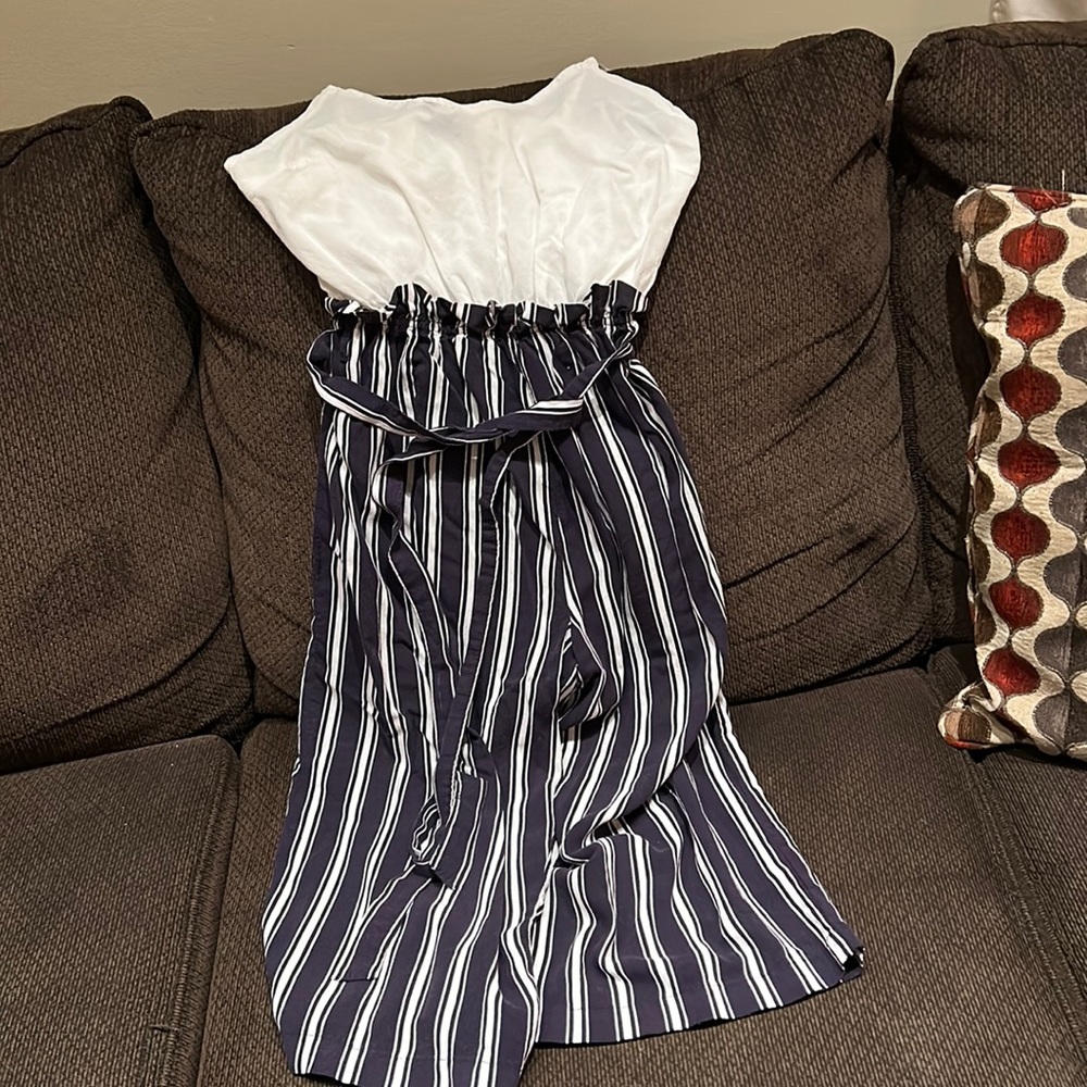 Derek Heart Striped Jumpsuit in Size Large